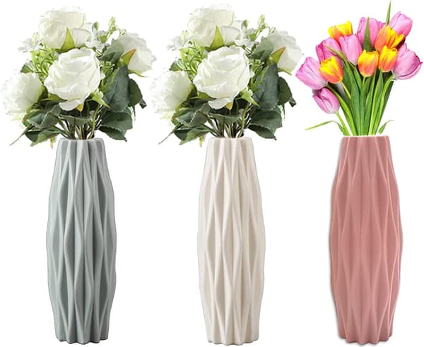 Sett med 3 plastvaser i elegant design - Moderne dekorativ plast