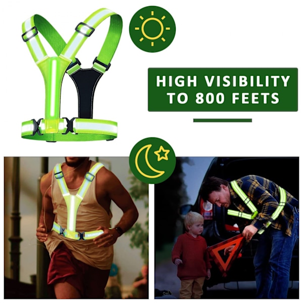 Hög synbarhetsväst med LED-belysning, fram & bak
