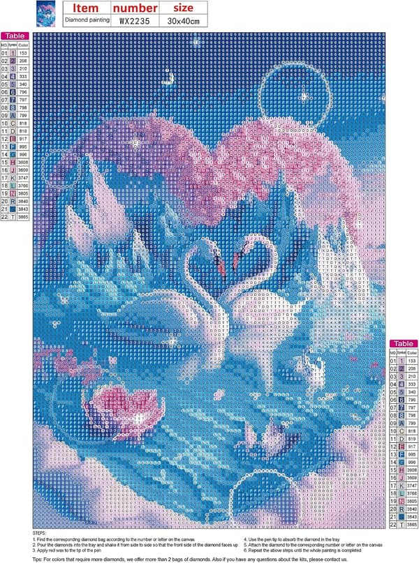30x40cm, Svan Diamantkonst Set 5d diamantmålad strassbroderi