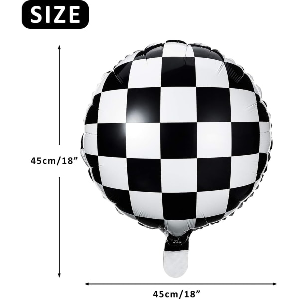 Skakternetballon 12stk Aluminiumsfolieballon Hvid Sort Tjek