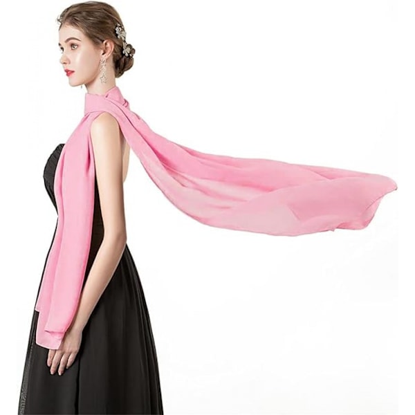 Mjuk Chiffon Scarf Sjal 200*70cm Rosa för Aftonklänning Bröllop Sjal Brud Sjal Damer