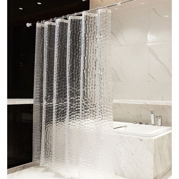 Kylpyhuoneen suihkuverho, 3D Clear Water Cube, Pestävä, Mildew Re