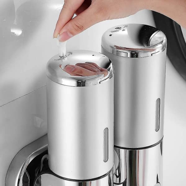 500 ml x 2 vægmonteret sæbedispenser, dobbelt hoved håndsæbedispenser flydende shower gel shampoo dis