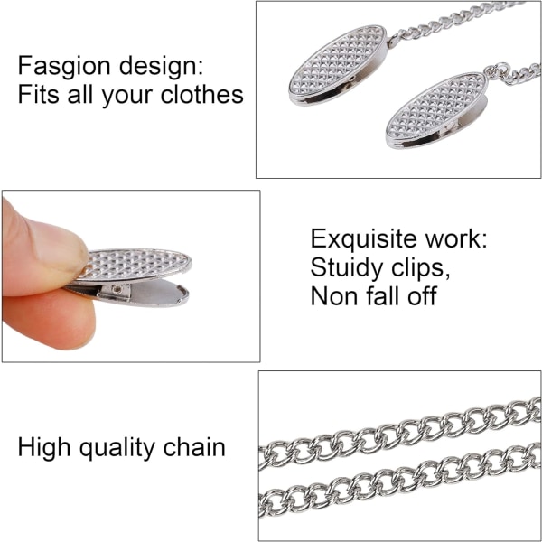 3-delad metallkedjeklipp flexibel servetthållare för elegant bib