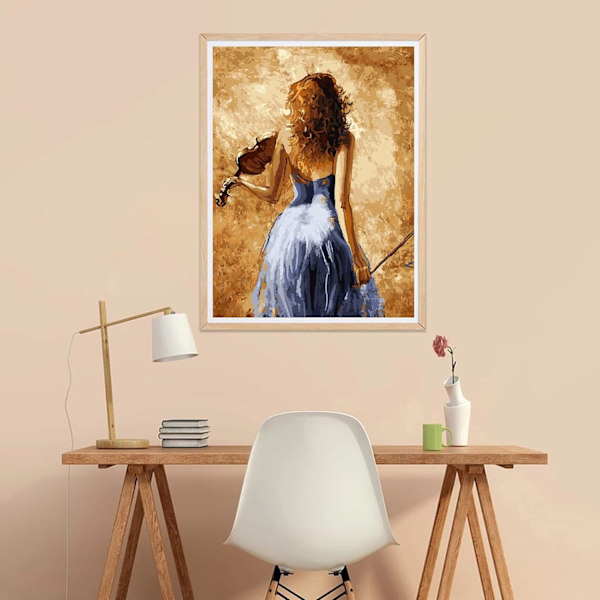 30x40cm 5D Diamantmålning Set för Barn - Violin Kvinna, Diamant E