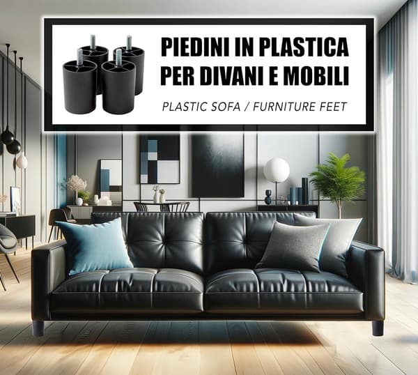 Sæt med 4 Plastikfødder til Sofa og Møbler - Højde 80 mm - Sæt