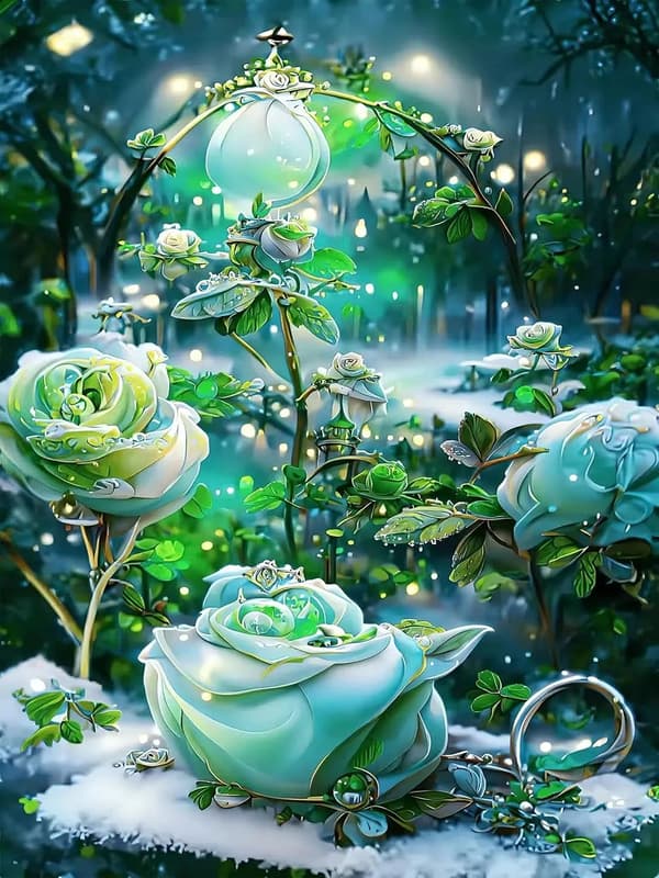 (30 × 40 cm, Blomst S) DIY Diamantmaling, Blomster 5d Diamantmaling