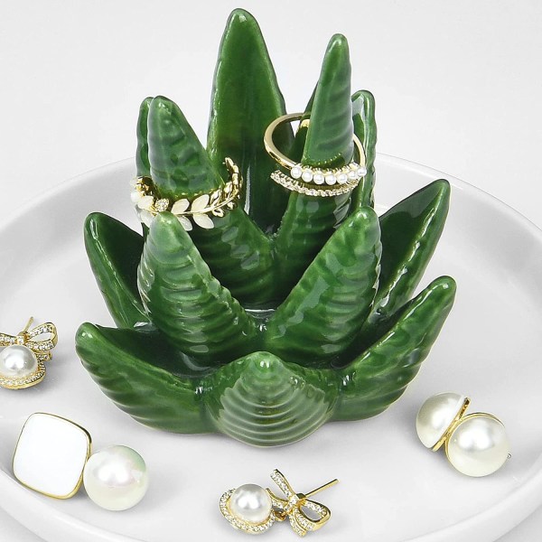 Aloe Keramisk Ringhållare, Cactus Ring Skål för smycken, födelsedag