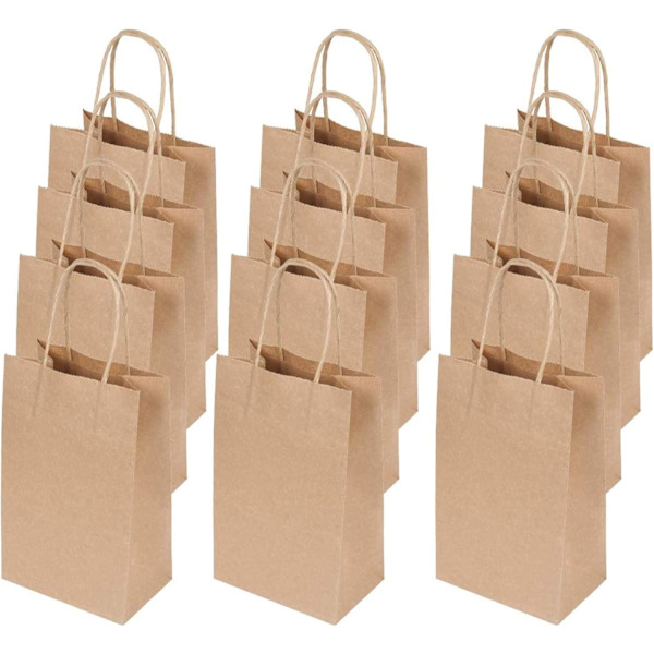 Papirposer, 12 brune gaveposer og godteposer med håndtak, kraftpapirposer for barnebursdager, Celeb