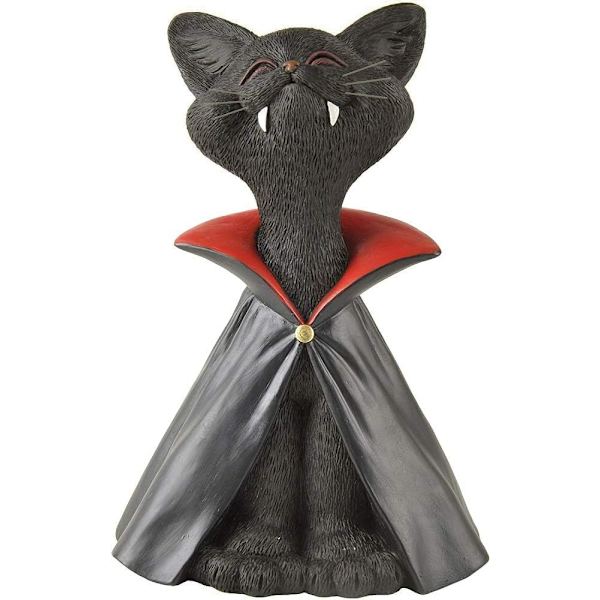 Vackert Svart Katt Vampyr Dracula Figur - Söt Samlarobjekt - H
