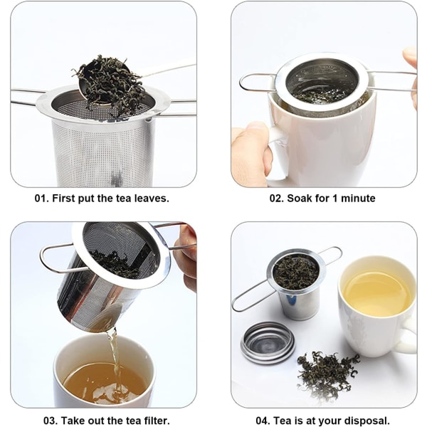 1 st Teefilter i Rostfritt Stål med Fina Hål och Vikbar Design