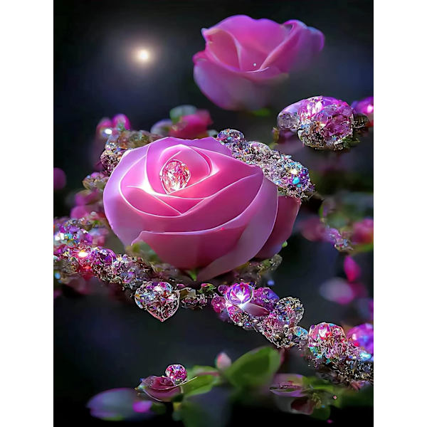 (Blommor Mörklila, 30X40CM) 5D diamantmålning kit, DIY col