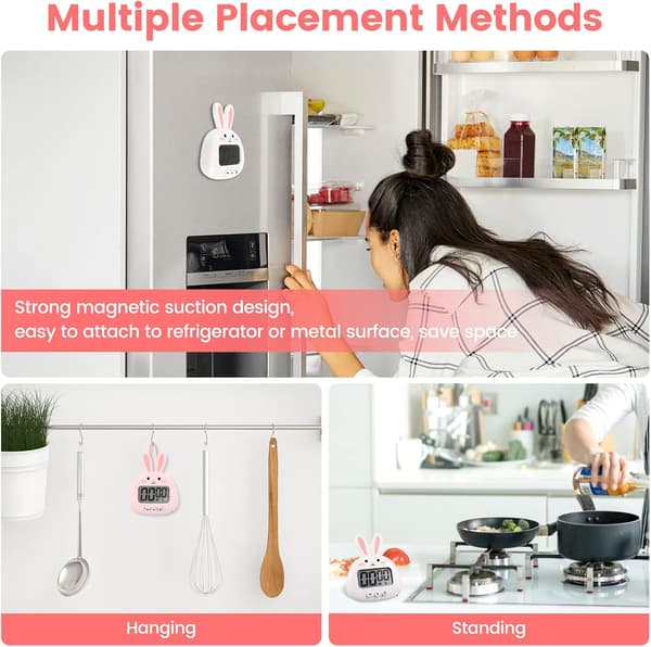 2-delt Kjøkken Timer, Rosa og Hvit, Magnetisk Timer Visuell Timer Digital Timer Klasserom Timer Egg