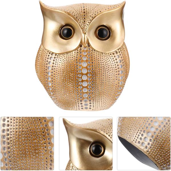 Uggla Staty Dekor Metallisk Gyllene Uggla Figurer Hylla Dekorationer