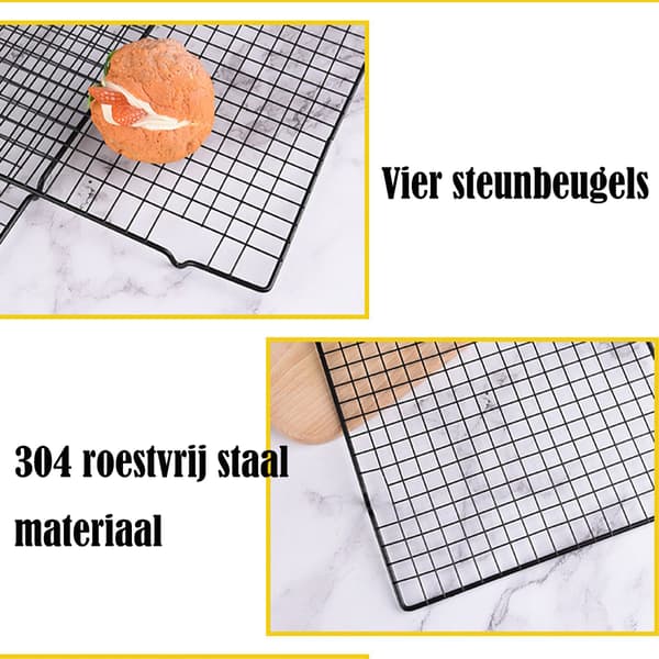 Multifunktionelt bagerist - køleriste - kagerist i rustfrit stål - Bagerist i rustfrit stål - sort