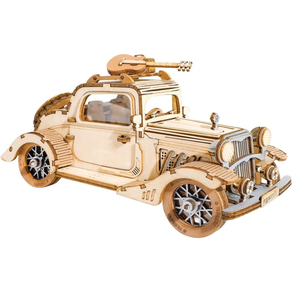 (Klassinen) Puinen 3D-retrokupla-autopalapeli, aikuisten puinen malli,