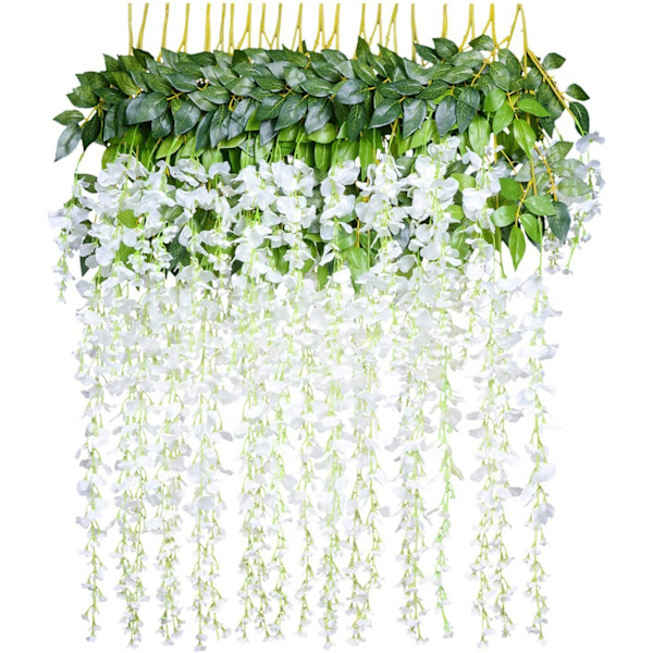 12 st Vit Konstgjorda Blommor Konstgjorda Wisteria Heminredning
