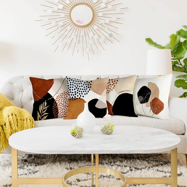 45 x 45 4-delad set linnekuddfodral modern boho kudde soffkudde abstrakt mönster soffa sovrum