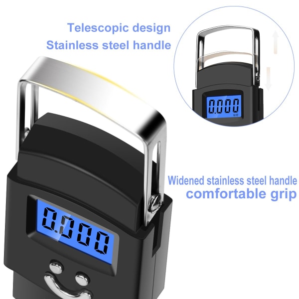 Elektronisk krogbagagevægt, maks. 50 kg/110lb bærbar digital sc