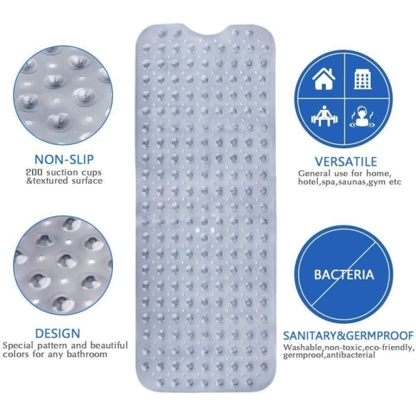 Tjock Badmatta, Mögelresistent, Extra Lång, Antibakteriell