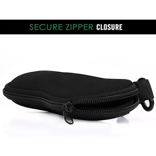 Solbrille Etui Blødt Ultralet Neopren Lynlås Brilleetui med Bælteklips til Mænd Kvinder