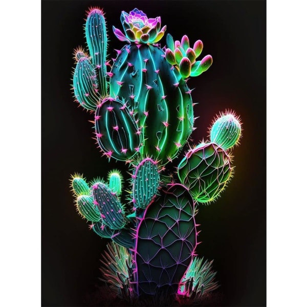 (30x40cm-Cactus A) 5D diamantmaleriet Rose DIY Fuld rund Di