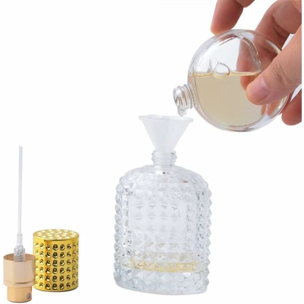 50 ml Tyhjä Lasinen Suihkepullosetti Täyttösuppilolla