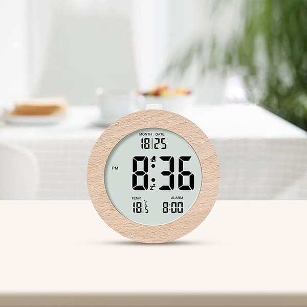 Puinen Digitaalinen Herätyskello, LCD Aamuhälytyskello Digitaalinen