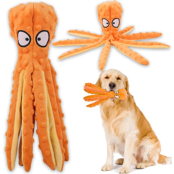 Interactive Dog Play Toy, No Stuffing Octopus Dog Chew Toy med C
