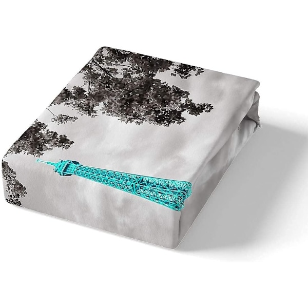 Dubbel Eiffel-tornet påslakan set flickor chic teal Paris tema sängkläder set för barn tonåringar kvinnor sovrumsdekor