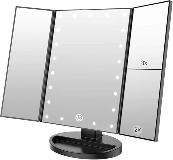 Sminkespeil med 21 LED-lys, dobbel strømforsyning 2X/3X LED-lys