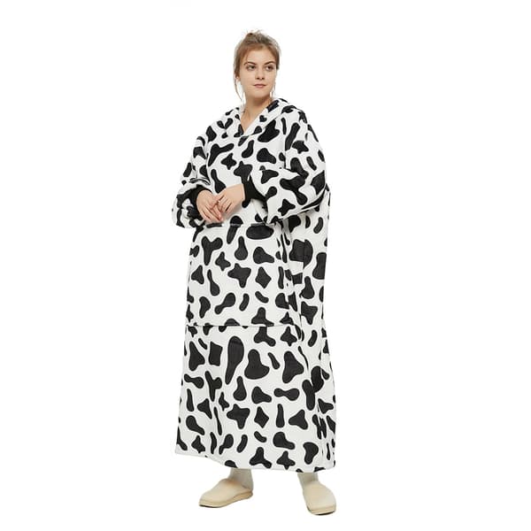 Fleece Poncho Teppe Supermykt Varmt Koselig Bærbart Stort Teppe