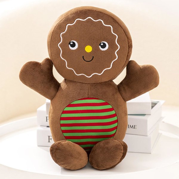 40cm Stuffed Gingerbread Man Cushion - Chocolate Color, Christmas