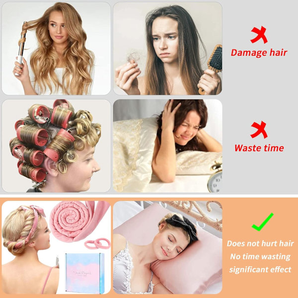 Värmefria lockar, Hårcurlers Rulle Värmefria Hårcurlers Sammet Hårcurlers Loop Curling Rod DIY Hårstilar Hårband