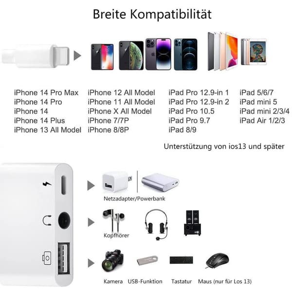 Lightning USB OTG Audio Adapter 3-i-1 USB-læseradapter USB-adapter
