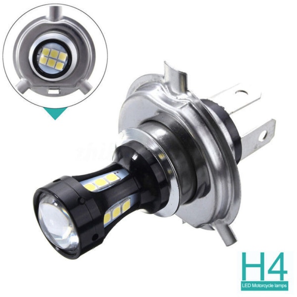 Motorcykelstrålkastare H4 3030 LED High and Low Headlight Bulb 6500