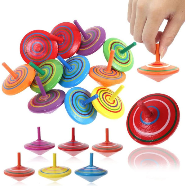 18 STK farverigt træsnurretop legetøj kreativt håndlavet legetøjsart
