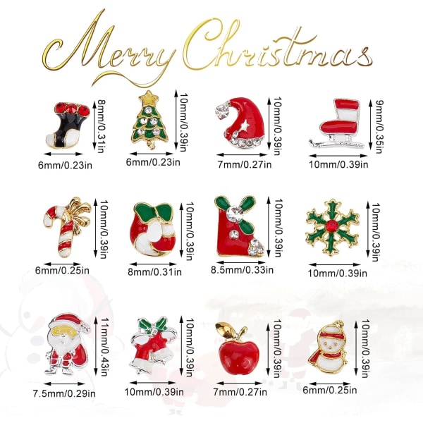 36 stycken förpackade julnagelberlocker, 3D julgran Santa Cl