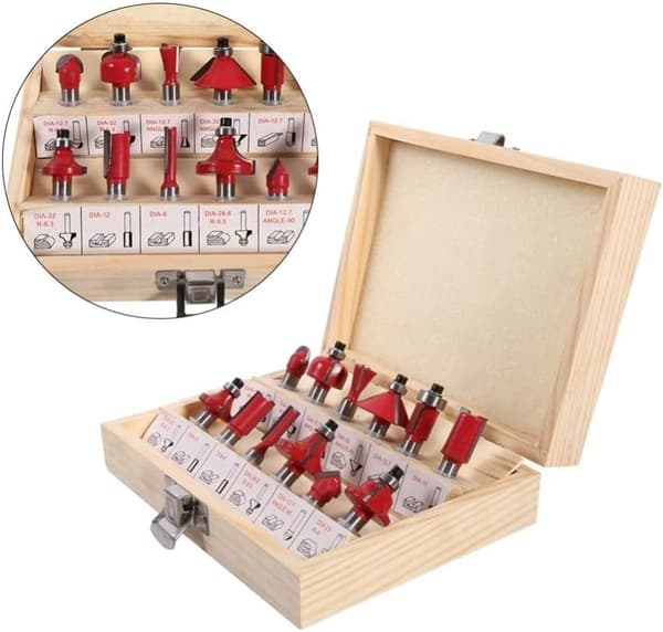 15-delad Frässet Woodworking Tool Set Frässet