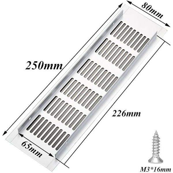 2 stycken rektangulära ventilationsgaller, aluminiumventilation