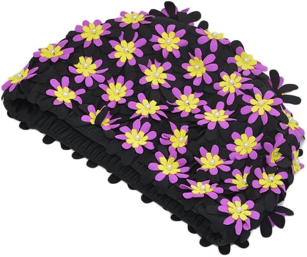 Badehette for kvinner med blomsterblader i retrostil