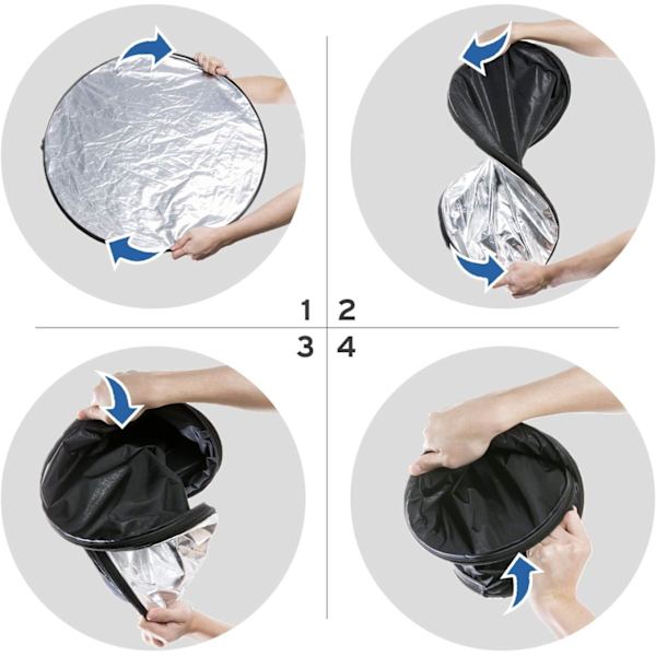 (110 cm) 5 i 1 Fotoreflektor Reflektor til Fotografering Multi-disc Fotoreflektor Foldbar med Taske - Translucent, Sølv, Guld