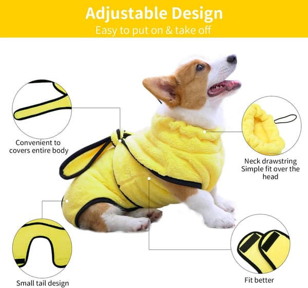 Hundebadekåbe Kat Koralsoft Mikrofiber Hundetørringstøj Absorberende Vaskbar