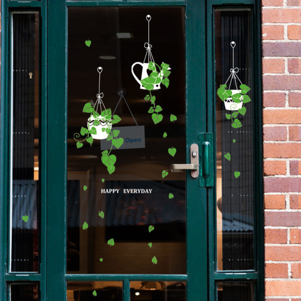 1 ST Dubbelsidiga fönster- och väggklistermärken - Gröna växter - Ta bort