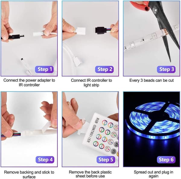 LED-belysning med fjernkontroll 5050 RGB 5m lang 150LED 24 knapper