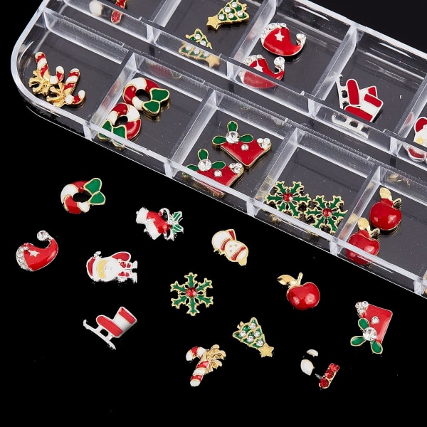 36 stycken förpackade julnagelberlocker, 3D julgran Santa Cl