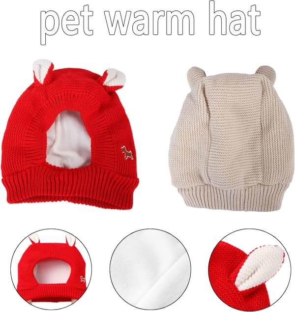 1 styck (Beige, L) Vinterhundmössa, Hundmössa, Stickad Hundmössa, Stickad