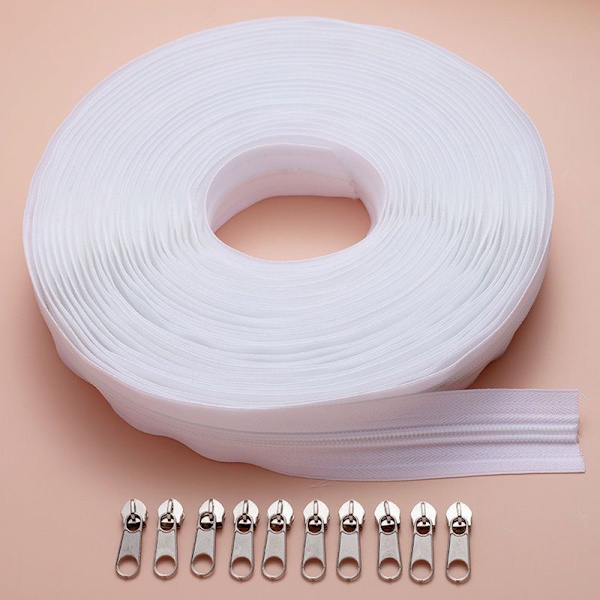 #5 Svarta Nylon Spiralblixtlås i Bulk 5,5 Yard med 10st Svarta Dragkedjor för DIY Skräddarsyning Hantverk, Bagage, Klänning, Soffa Kudde, Kudde,