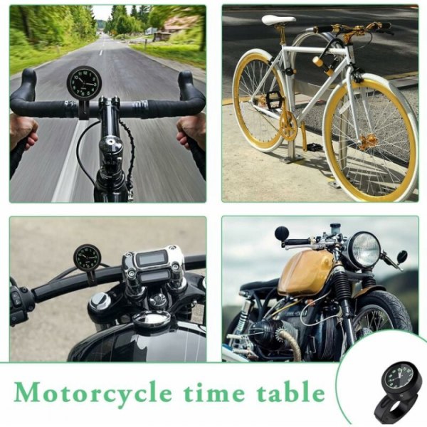 Vattentät styrmonterad klocka universell motorcykelcykelstyrstur 7/8 tum