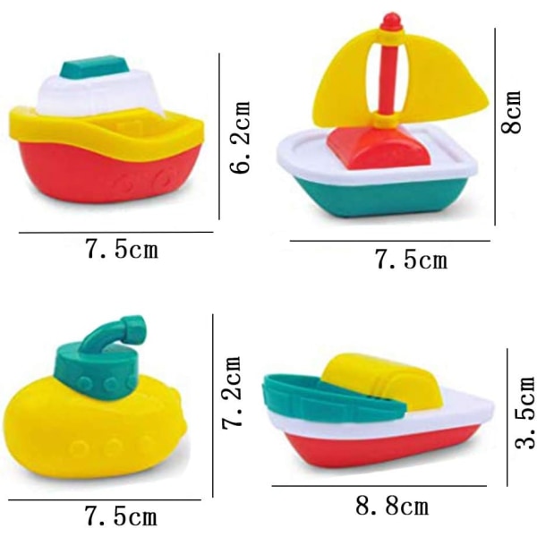 4 styks lille bådtog badelegetøj, badelegetøj Bad flydende båd